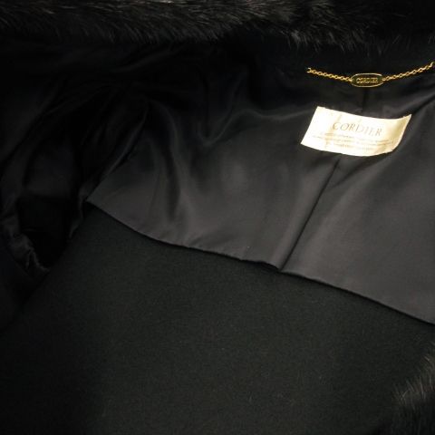 コルディア CORDIER ショールカラーコート ロング丈 背抜き ミンク 