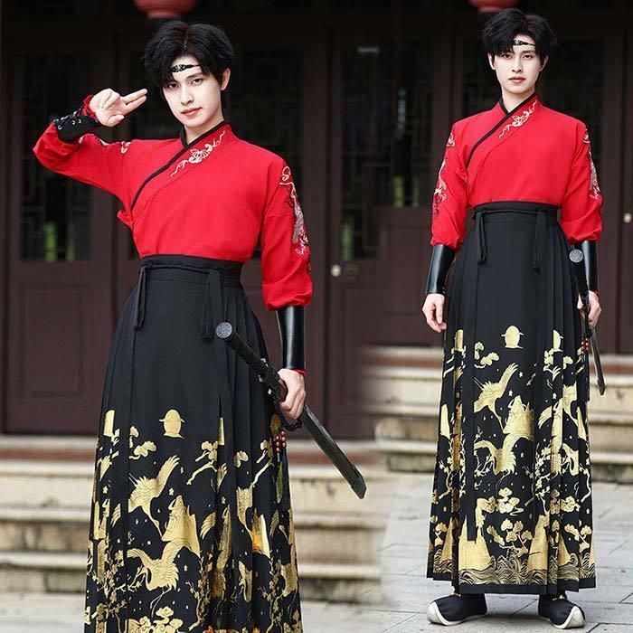 男女兼用漢服唐装 豪華漢服 2点セット ハロウィン カップル中華 漢服 コスチューム メンズ レディース 刺繍 鶴 漢服 漢元素 大きいサイズ S BJ0903ML219