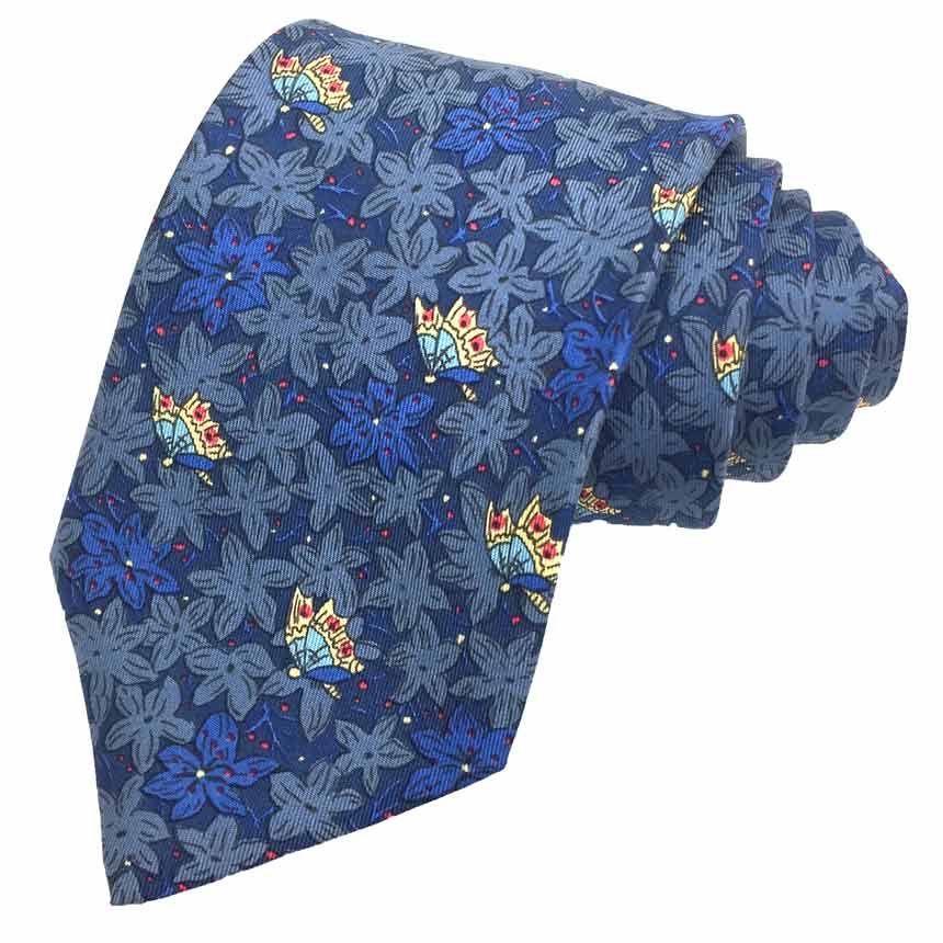 HERMESエルメスネクタイネイビーシルクaq7985