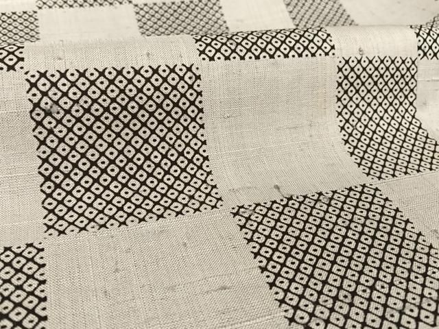 平和屋着物○染織の名門 しょうざん 生紬 市松疋田 証紙付き 正絹 逸品