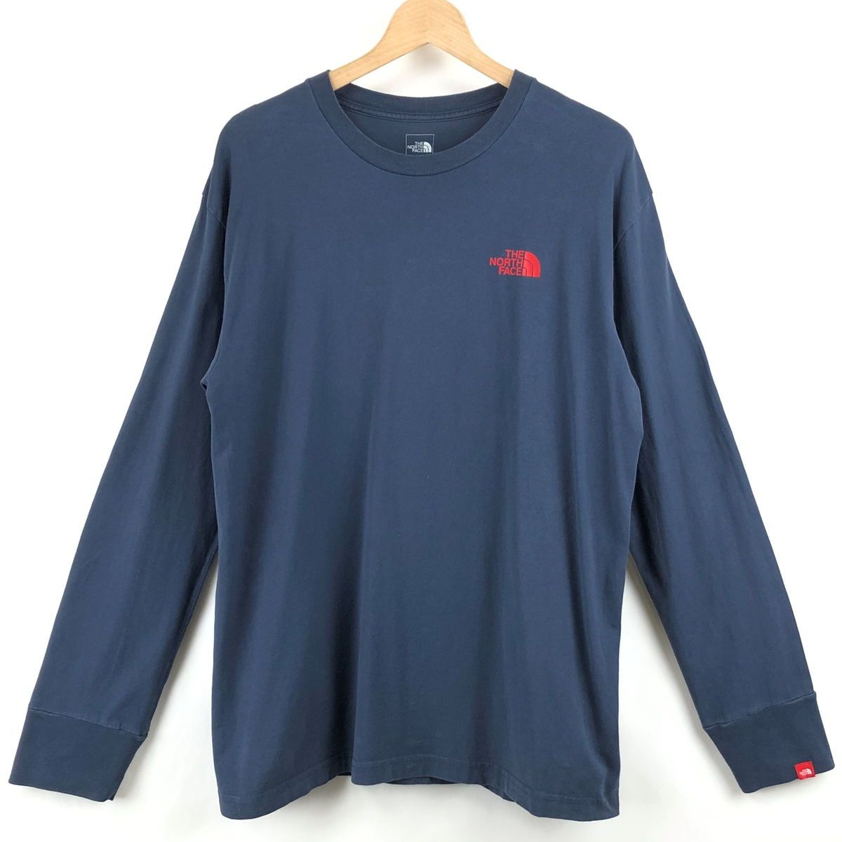 【古着】 THE NORTH FACE ノースフェイス プリントTシャツ バックプリント 長袖 ネイビー系 メンズM 【中古】 n024200
