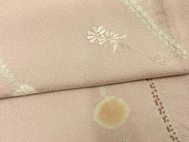 平和屋着物▽上質な小紋　単衣　絞り　刺繍　草花文　正絹　逸品　AAAV2862fy 平和屋着物▽上質な小紋 単衣 絞り 刺繍 草花文 正絹 逸品 AAAV2862fy