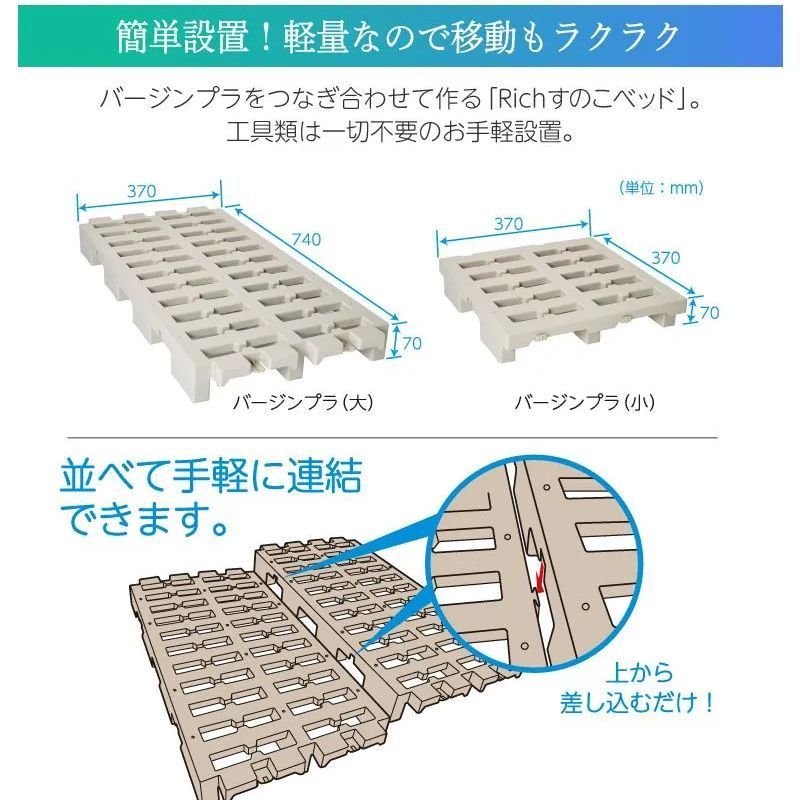 Richすのこベッド ラージサイズ スノコベッド バージンプラスチック製