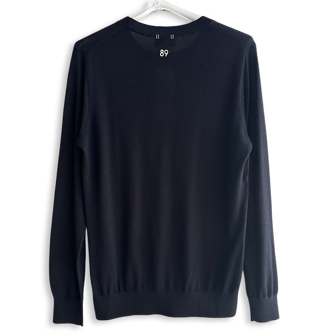 PEARLY GATES パーリーゲイツ 定価41 800円 ESSENTIAL SERIES カシミヤ 薄手 クルーネック 丸首 長袖 ニット セーター ゴルフウェア メンズ トップス ネイビー 紺