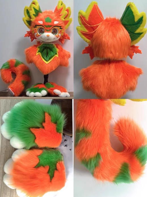 財布 ファースーツ 着ぐるみセット NO.249 キツネ オレンジ色 ケモノ ファースーツ 全頭ヘッド ぬいぐるみ コスプレ コスチューム