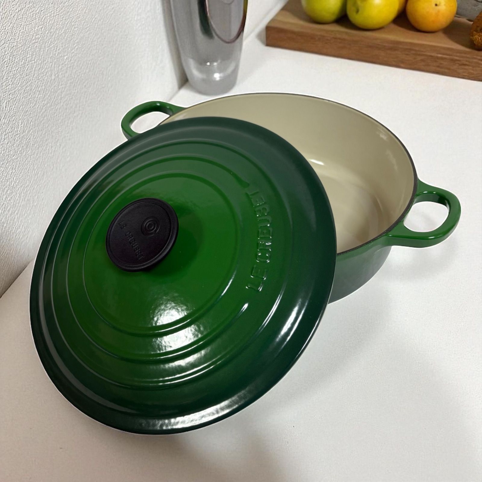 ル クルーゼ ココットロンド 24cm 両手鍋 グリーン
