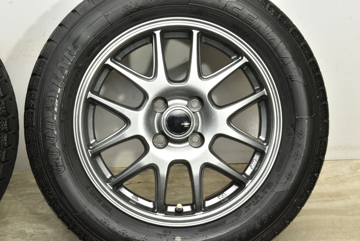 結婚式 バリ溝 ZACK JP-205 15in 5.5J 43 PCD100 グッドイヤー アイスナビ7 185 65R15 フリード ノート MAZDA2 デミオ スタッドレス おしゃれ