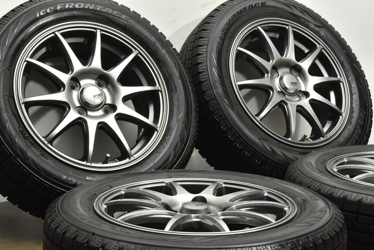 SPORT ABELIA 14in 5.5J 43 PCD100 製 アイスフロンテージ 175 65R14 アクア ヴィッツ フィット キューブ スイフト