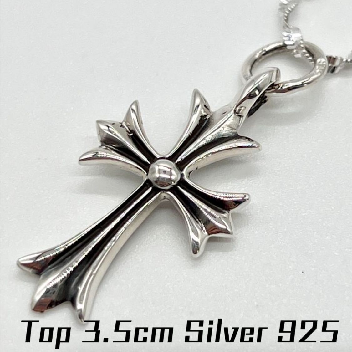 新品未使用 シルバー クロス 十字架 ネックレス トップ約3.5cm