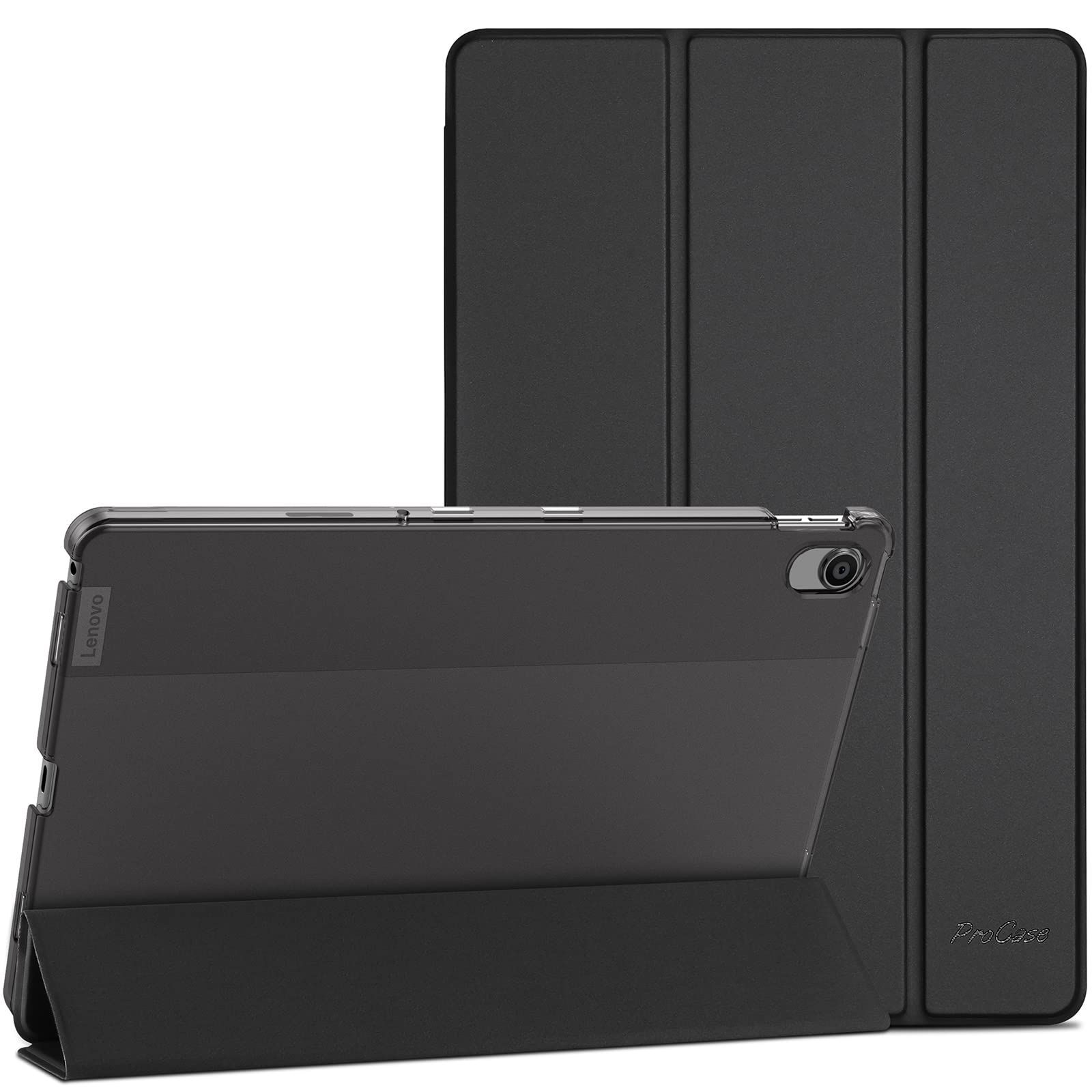 【数量限定】M10 Plus 3世代 Tab ケース(2022) 10.6インチ、軽量 レノボ 三つ折り スタンドカバー ProCase 半透明バックカバー ブラック