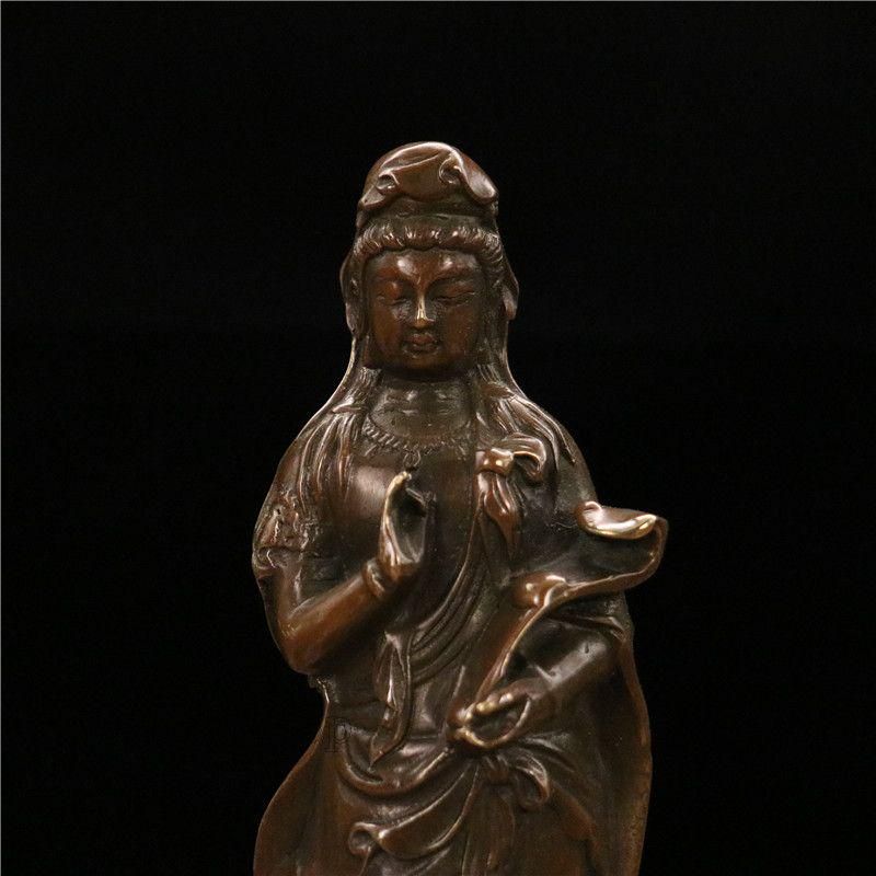 仏教美術 中国 仏像 南海観音菩薩像 小仏像 銅製 銅器（Amazon