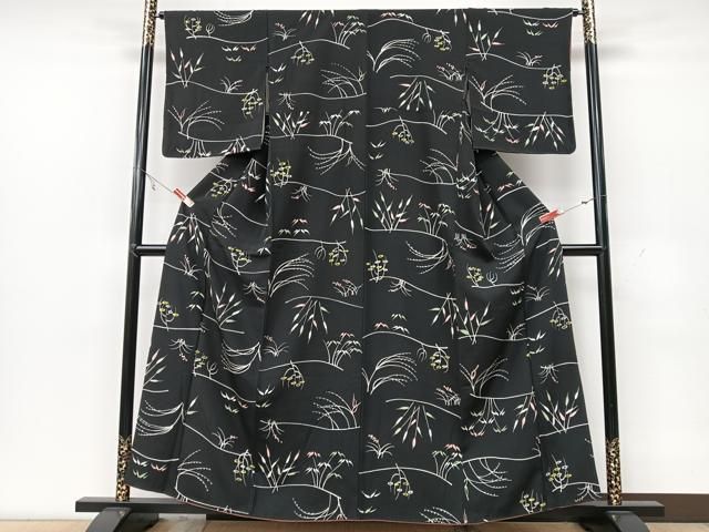 小紋 平和屋着物＊夏物 洗える着物 紗 絽 公式通販 蔦の葉文 黒地 逸品