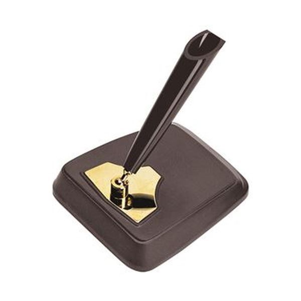 （まとめ）TANOSEE デスクペンスタンド 1本立 ブラウン 1個【×10セッ