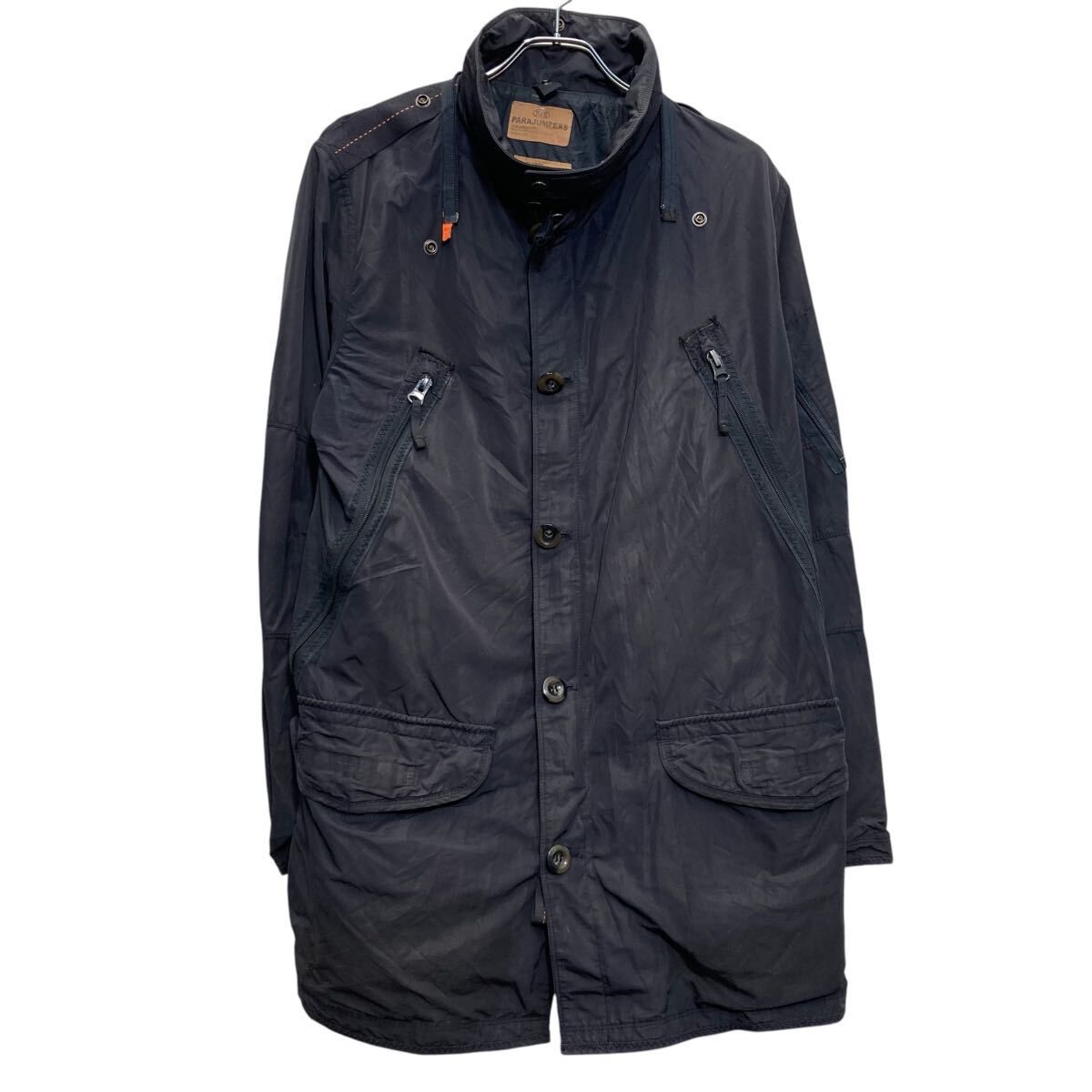 PARAJUMPERS ナイロンジャケット バラジャンバーズ XL ブラック ビッグサイズ スナップボタン フルジップ 古着卸 アメリカ仕入 a611-6196