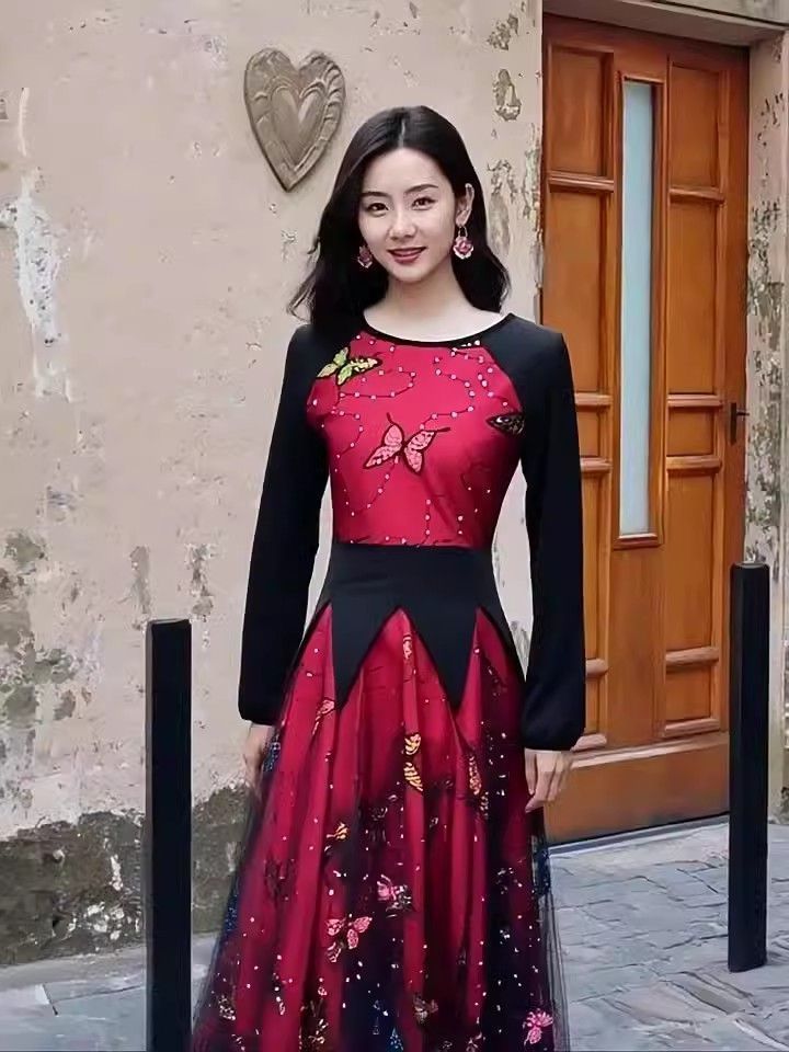 社交ダンス スタンダード ロングドレス 発表会 ステージ衣装 ピンクイエロー 社交ダンスドレス スタンダードドレス モダンドレス 練習着