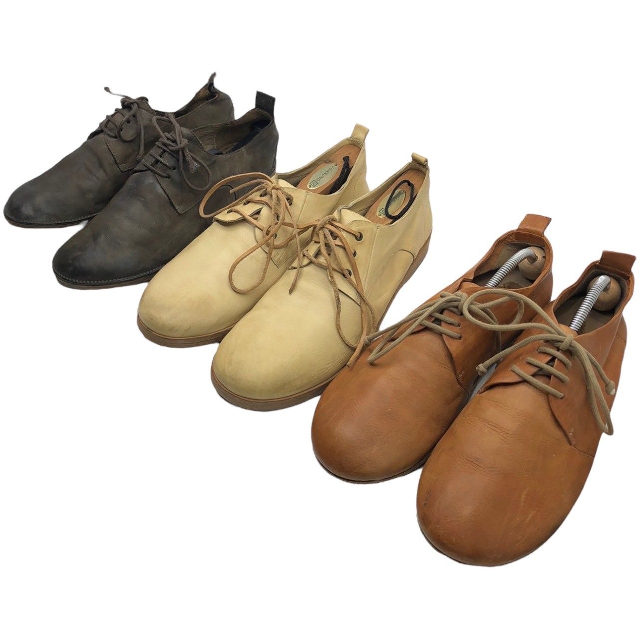 marsell(マルセル) フラット レザー シューズ レースアップ 3足セット 40(25.5cm程度) ブラウン　ベージュ ダークブラウン
