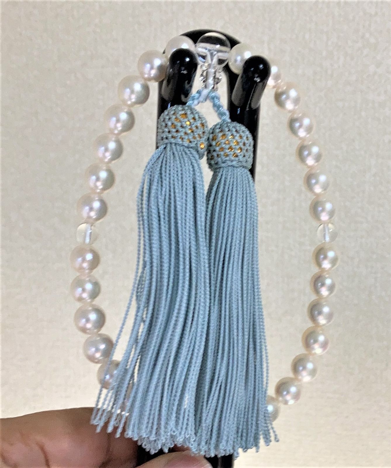 超大珠　あこや真珠　念珠　数珠　全宗派使用可能　保証＆手引き付　5-5 超大珠 あこや真珠 念珠 数珠 全宗派使用可能 保証&手引き付き