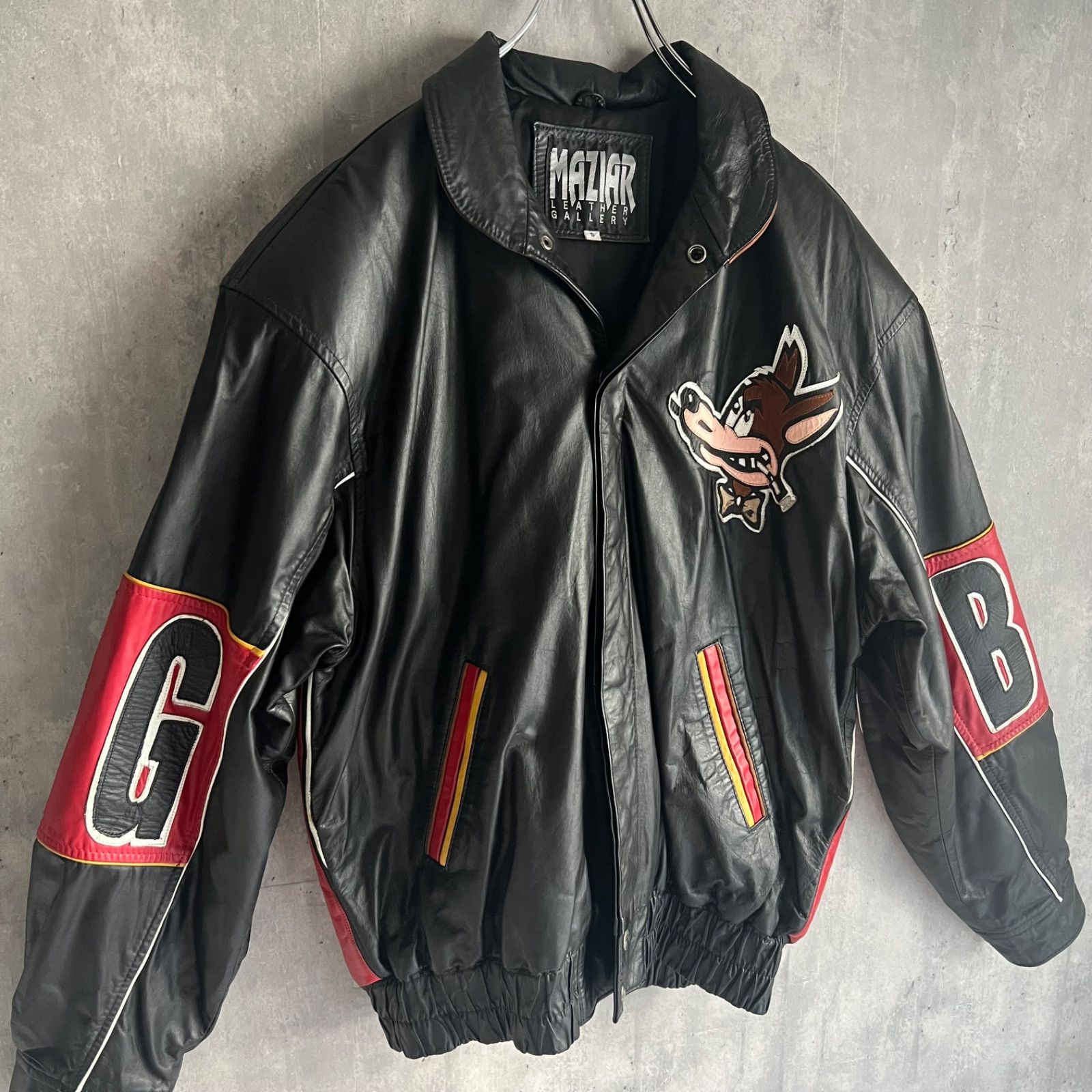 80s Bad Bunny Looney Toons バッドバニー ルーニー テューンズ カウレザー オールレザージャケット ヴィンテージ １点物 Sサイズ KANDAIZUMI_COM