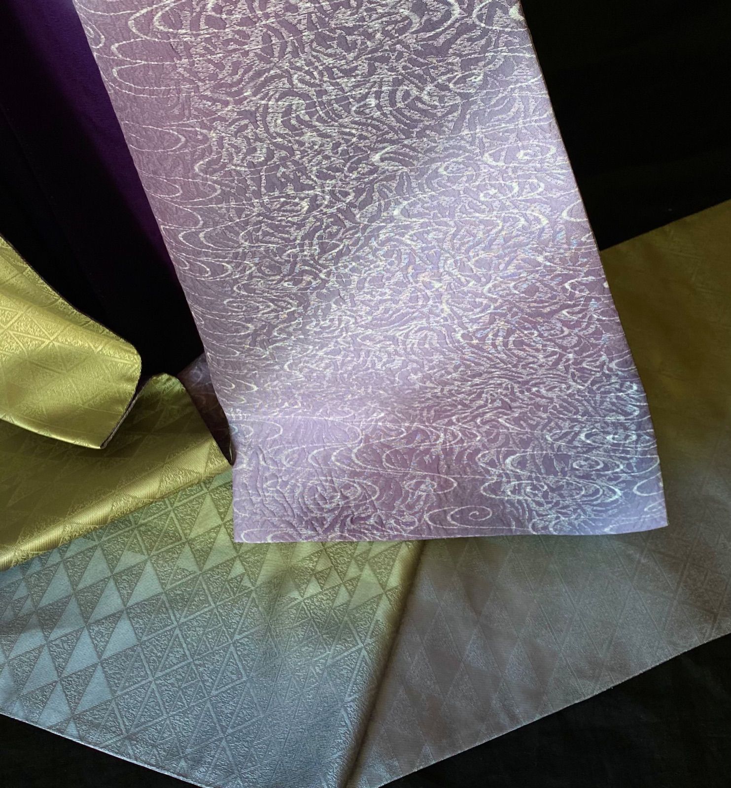 11,408円〈薄紫の洒落袋帯〉SALE リバーシブル　トール　織り出し　紫色の帯　使える帯