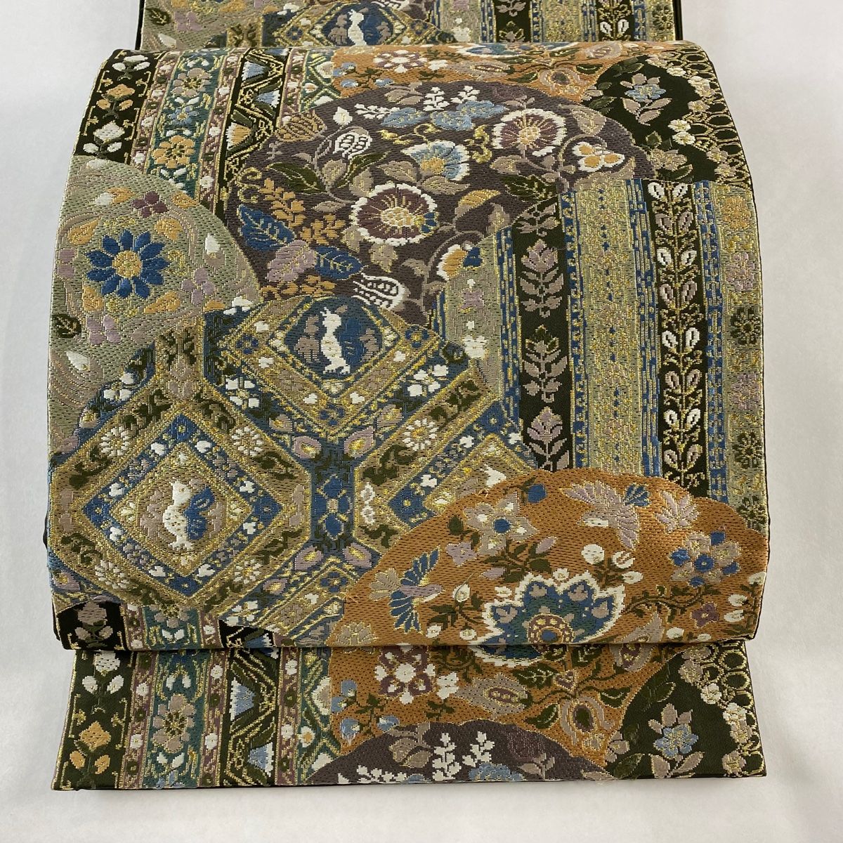 袋帯 美品 秀品 草花 鳥 金糸 深緑 六通 正絹 【中古】 - メルカリ