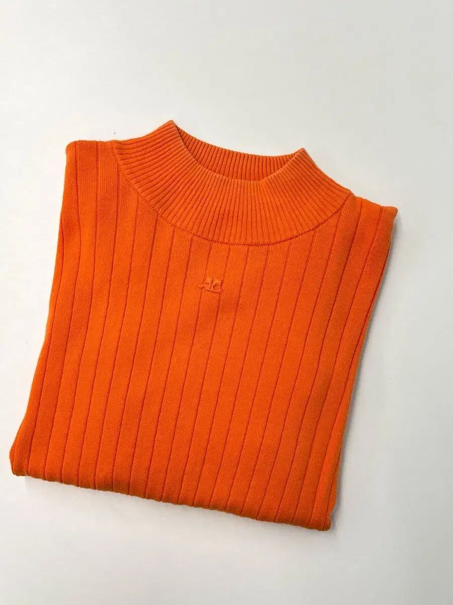 Courrèges オレンジ 半袖ニット サイズ0 コットン　クレージュ Courrèges オレンジ 半袖ニット サイズ0 コットン クレージュ