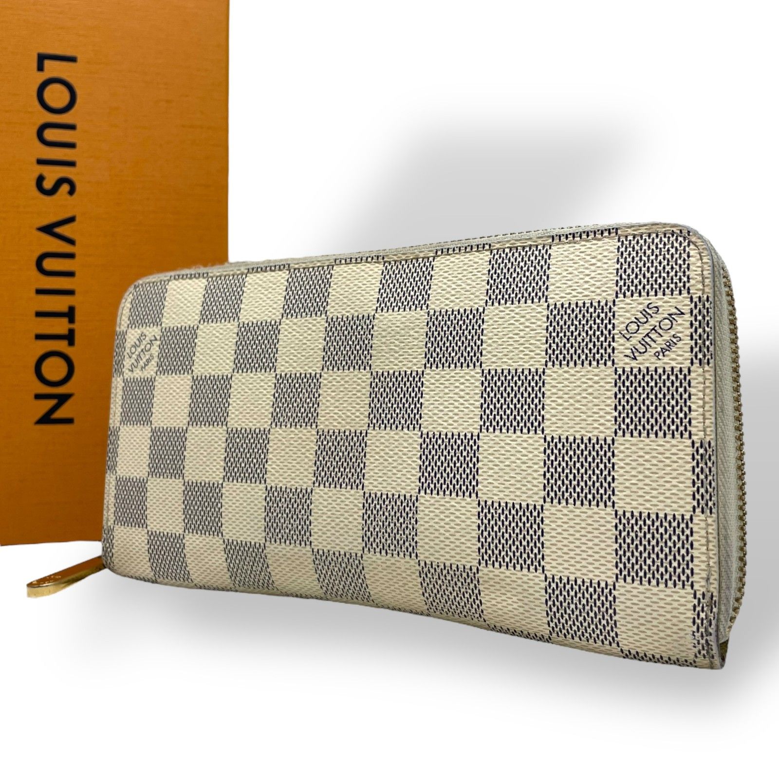 Louis Vuitton ルイヴィトン ダミエ アズール 長財布 ジッピーウォレット 白 ホワイト グレー PVC レザー 本革 ロゴ レディース ラウンドファスナー W3