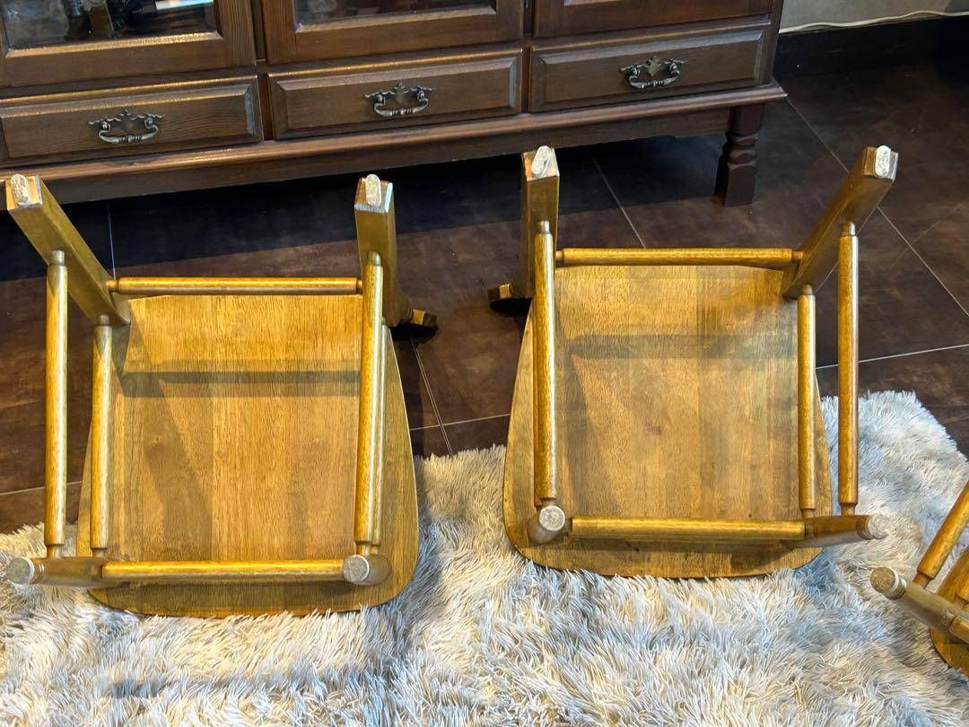 レトロ 無垢材で作られたしっかりとしたダイニングチェア 天然木