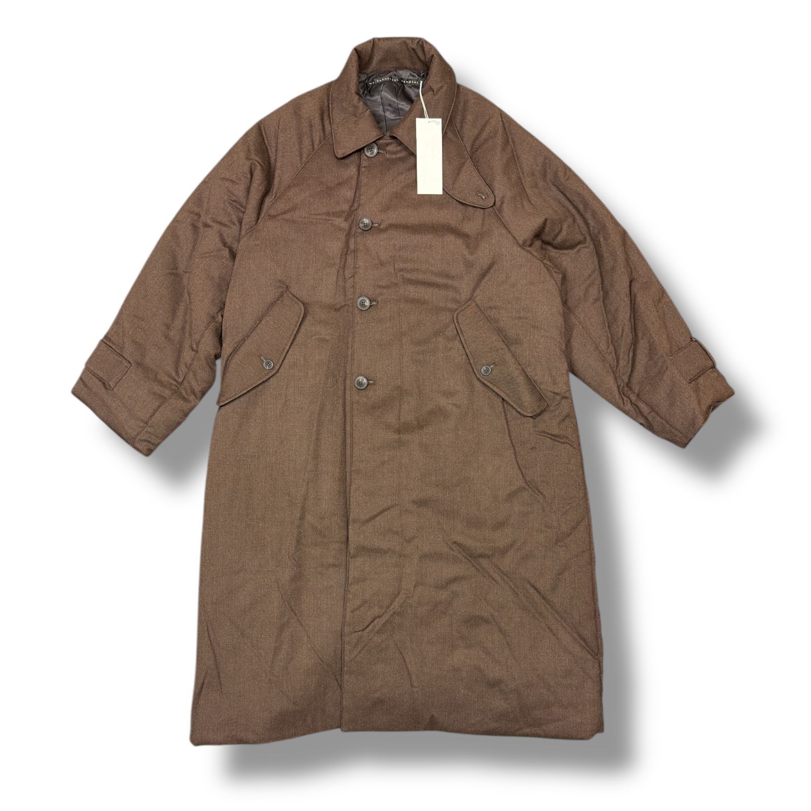 参考上代85800円 ♥品 my beautiful landlet 24AW STRETCH GABARRE BATTING LONG COAT ギャバジン ステンカラーコート マイビューティフルランドレット WM09-CO242093 ブラウン