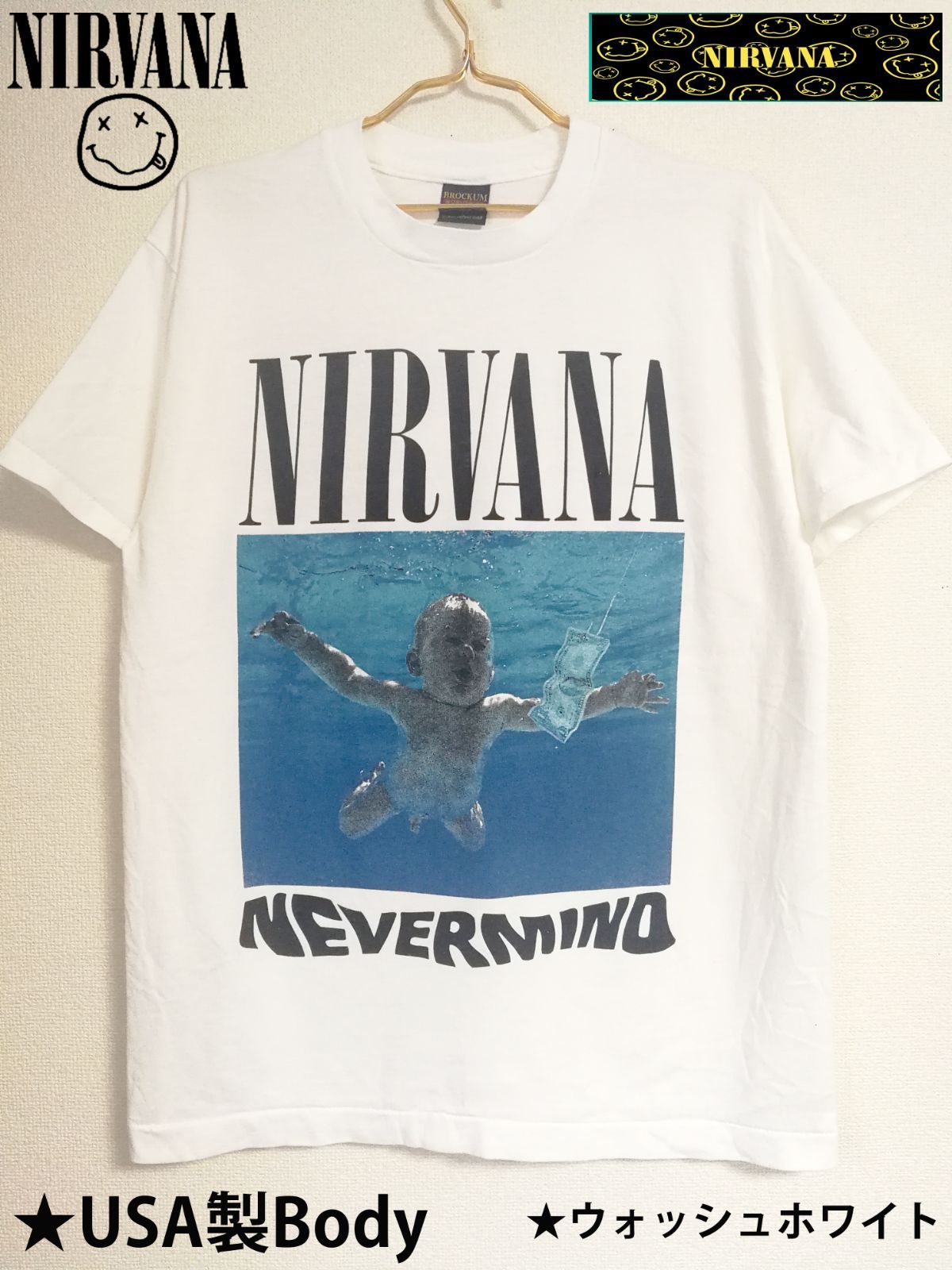 24 アメリカ製 NIRVANA ニルヴァーナ Tシャツ ホワイト Lサイズ 美品