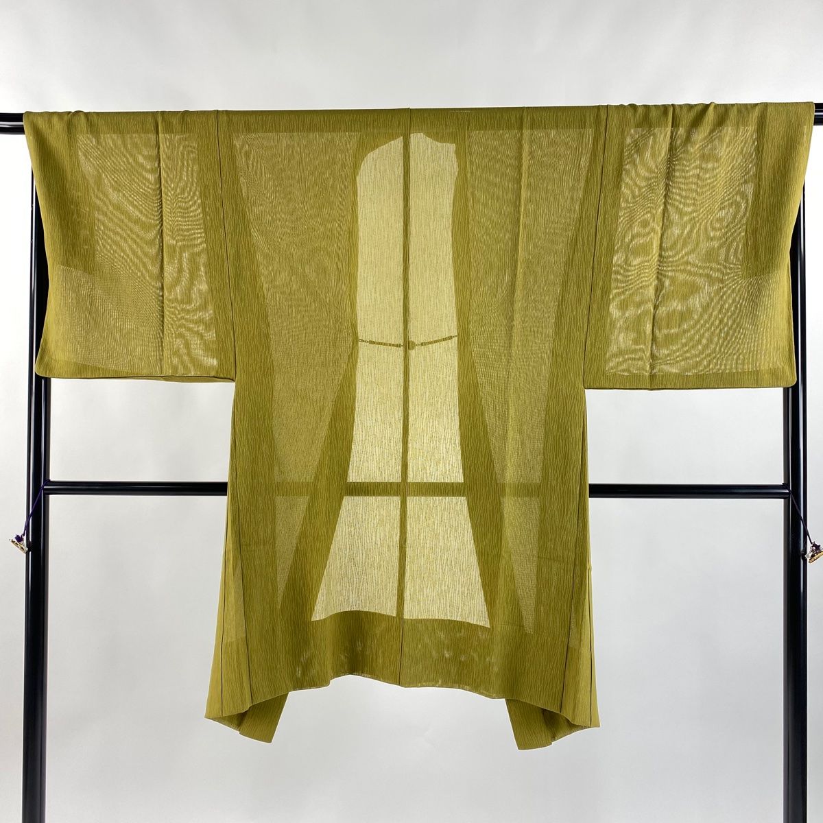 男着物 身丈103cm 裄丈68cm S 羽織 幾何学 茶緑色 正絹