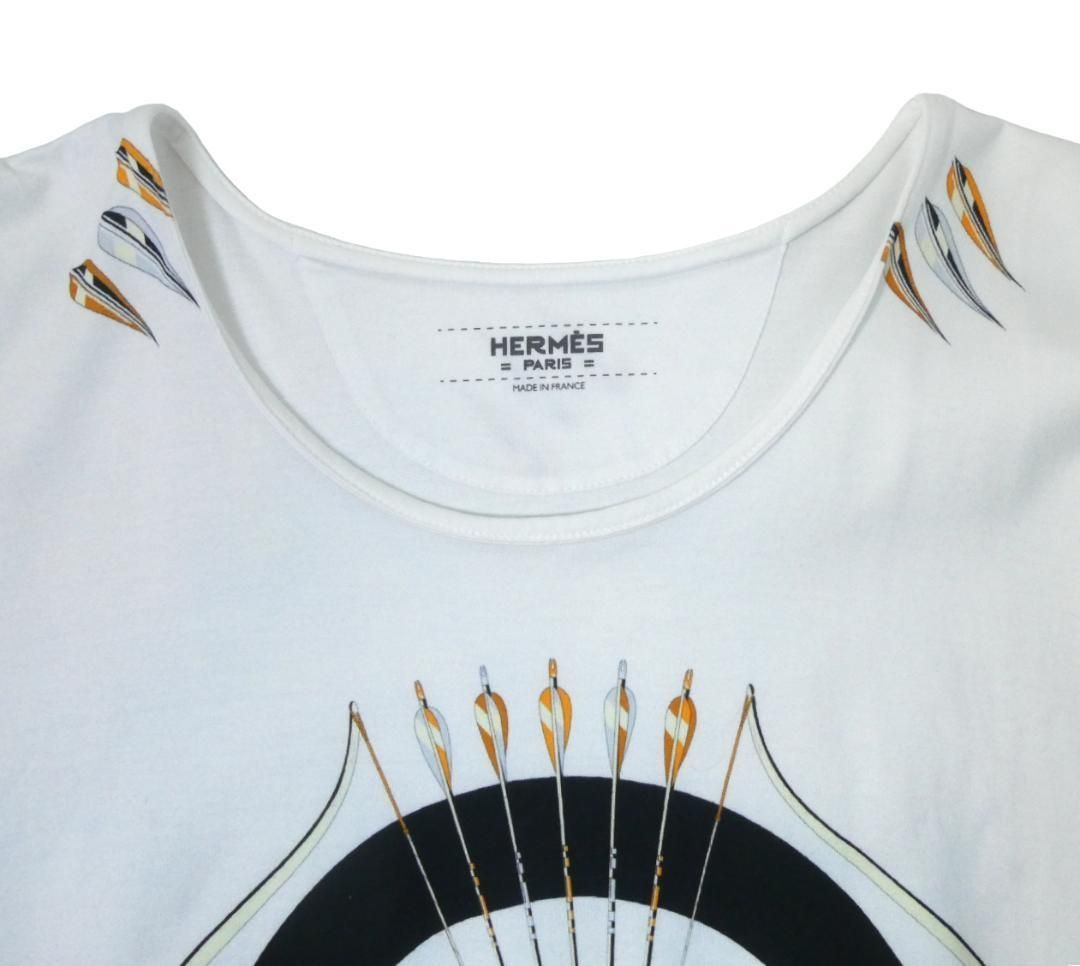 HERMES エルメス Tシャツ カットソー 的 羽根 矢 プリント クルー
