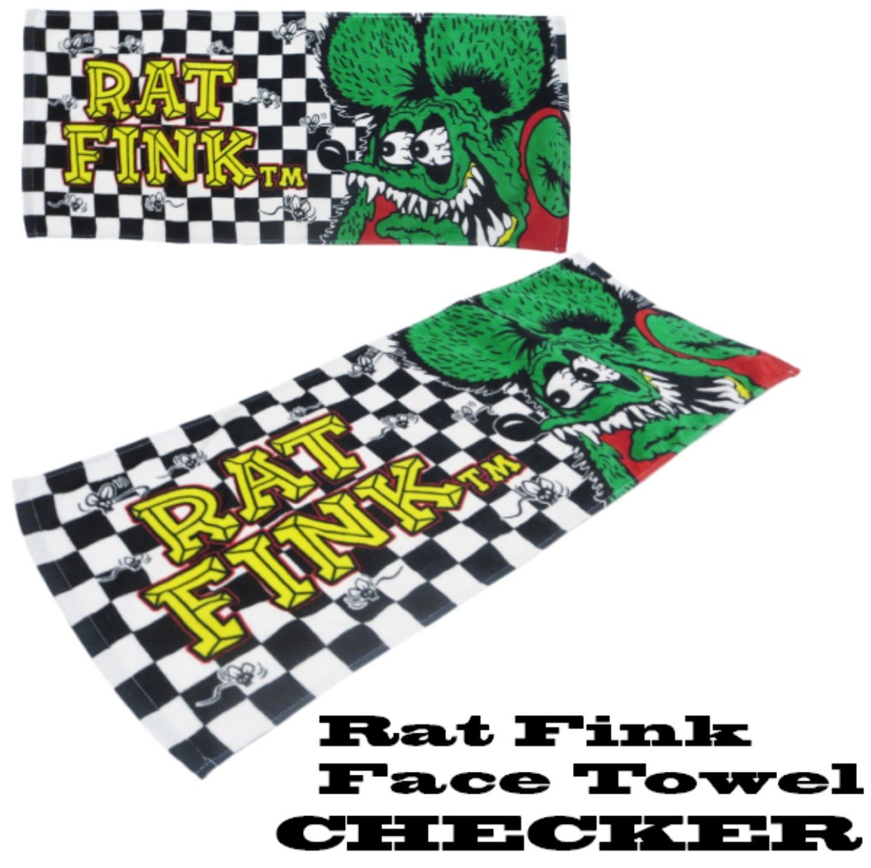 新品 Rat Fink オリジナルフェイスタオル チェッカー柄 - ferris♡shop