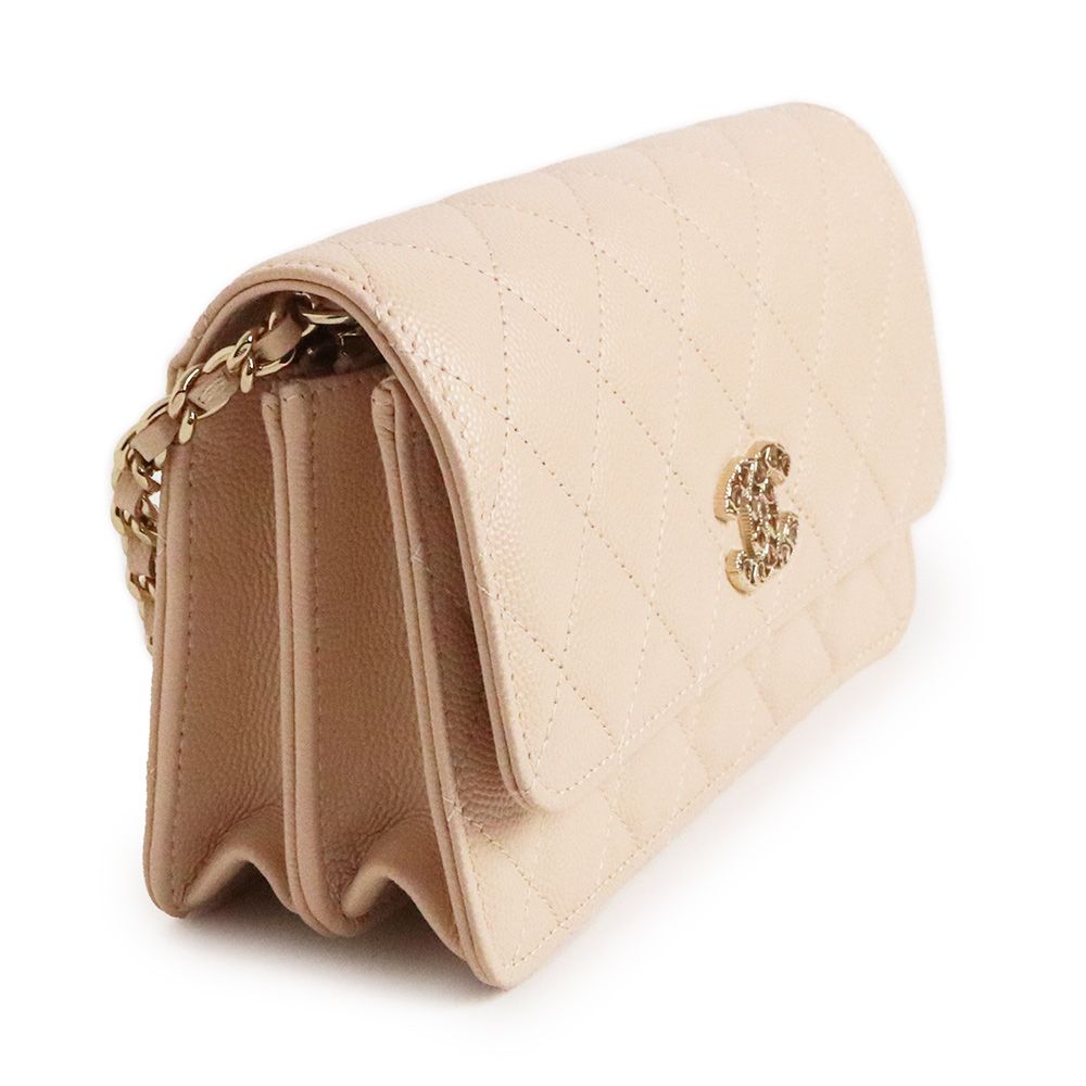 シャネル マトラッセ ハートロゴ チェーンウォレット ショルダーバッグ  