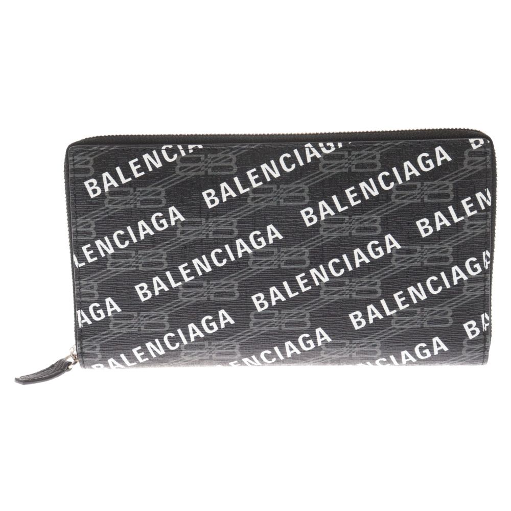 BALENCIAGA (バレンシアガ) BBモノグラム ラウンドファスナー コンチネンタルウォレット 長財布 ブラック 594317
