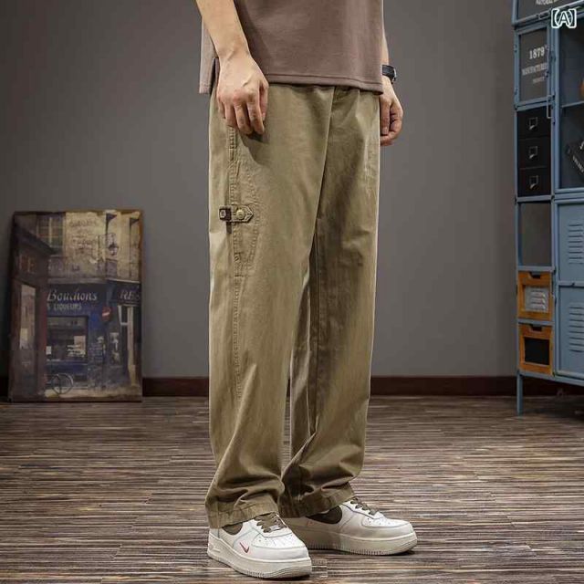 3XL メンズ ファッション 服 オシャレ シンプル 大 かっこいい 大きいサイズ ストリート 紳士服 レトロ アウトドア 夏 薄手 綿 カジュアル パンツ ストレート ワイド レッグ ロング