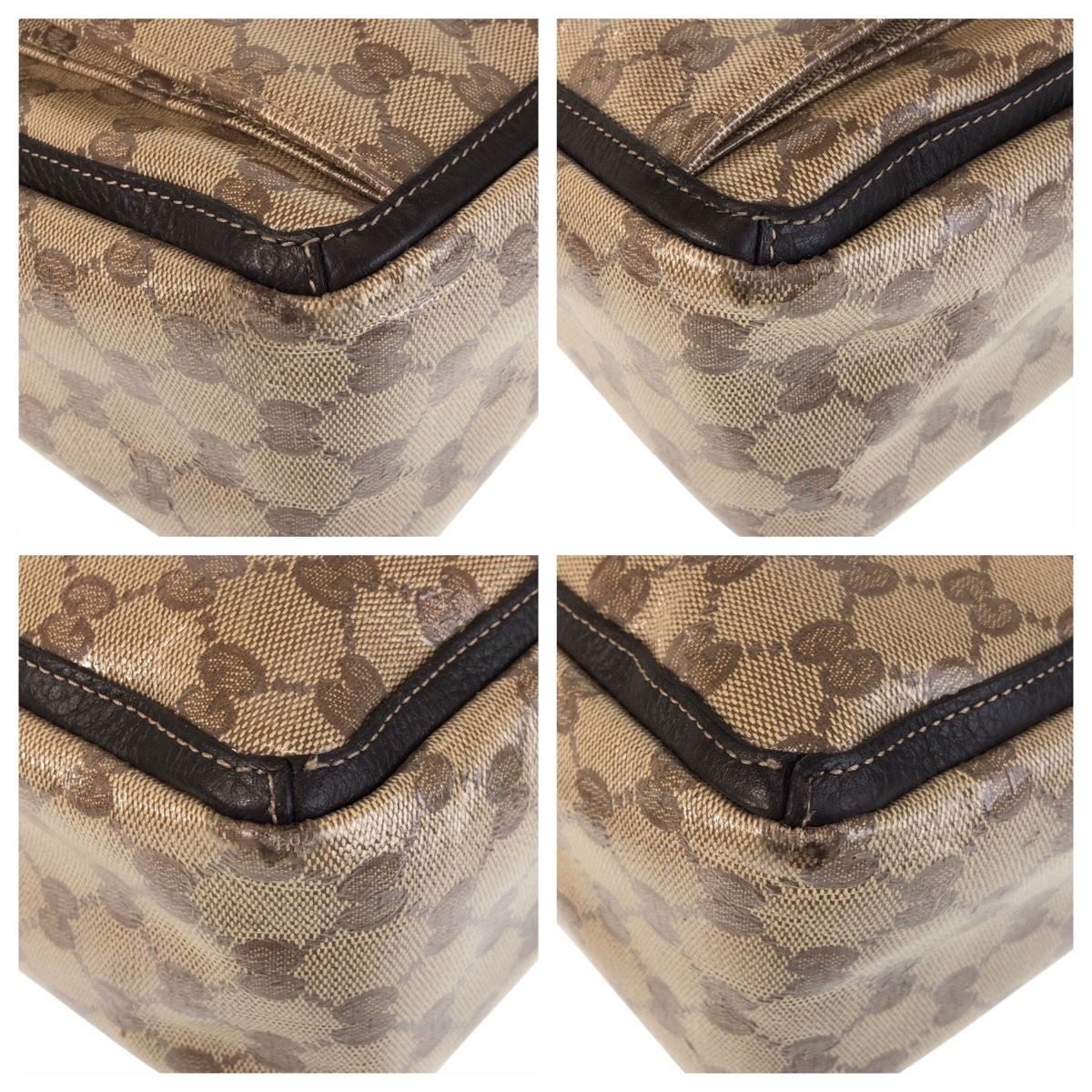 美品 GUCCI グッチ GGクリスタル ベージュ ブラウン ゴールド