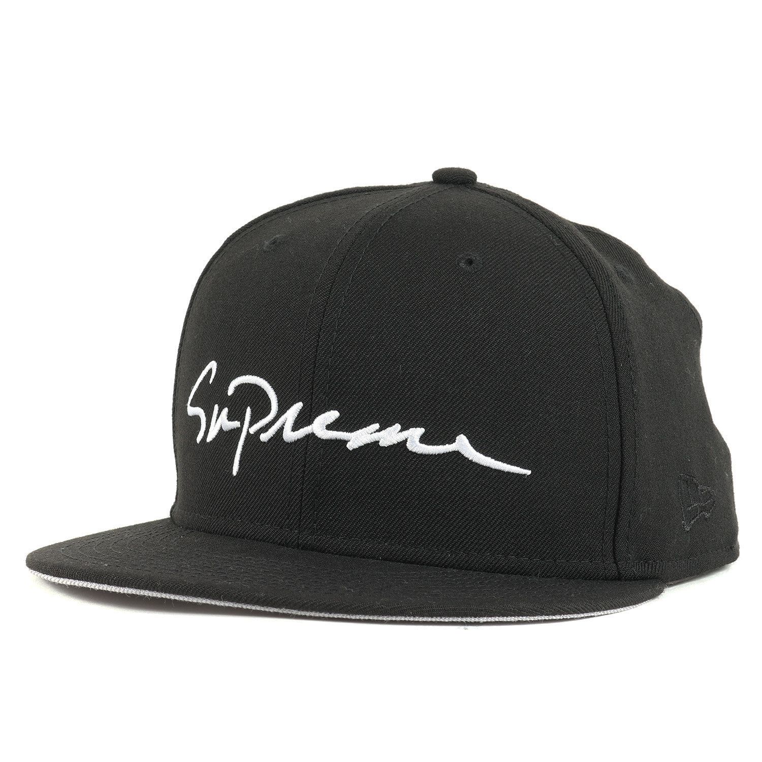 Supreme シュプリーム キャップ NEW ERA ニューエラ クラシック スクリプトロゴ ベースボールキャップ Classic Script Cap 18AW ブラック 黒 7 1/2(59.6cm) 帽子 【メンズ】