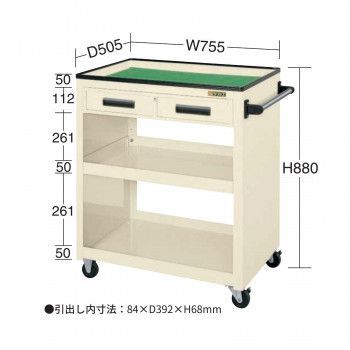 サカエ パネルワゴン 天板皿型 引出し アイボリー PKW-4CI
