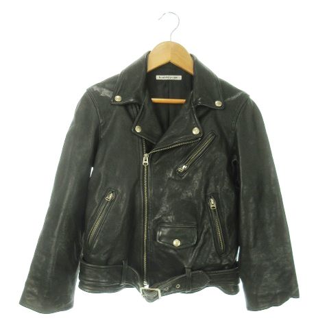 ビューティフルピープル beautiful people ライダースジャケット ラムレザー 本革 ジップアップ ベルト 女の子 ガールズ 130 黒 ブラック AO14 GY19