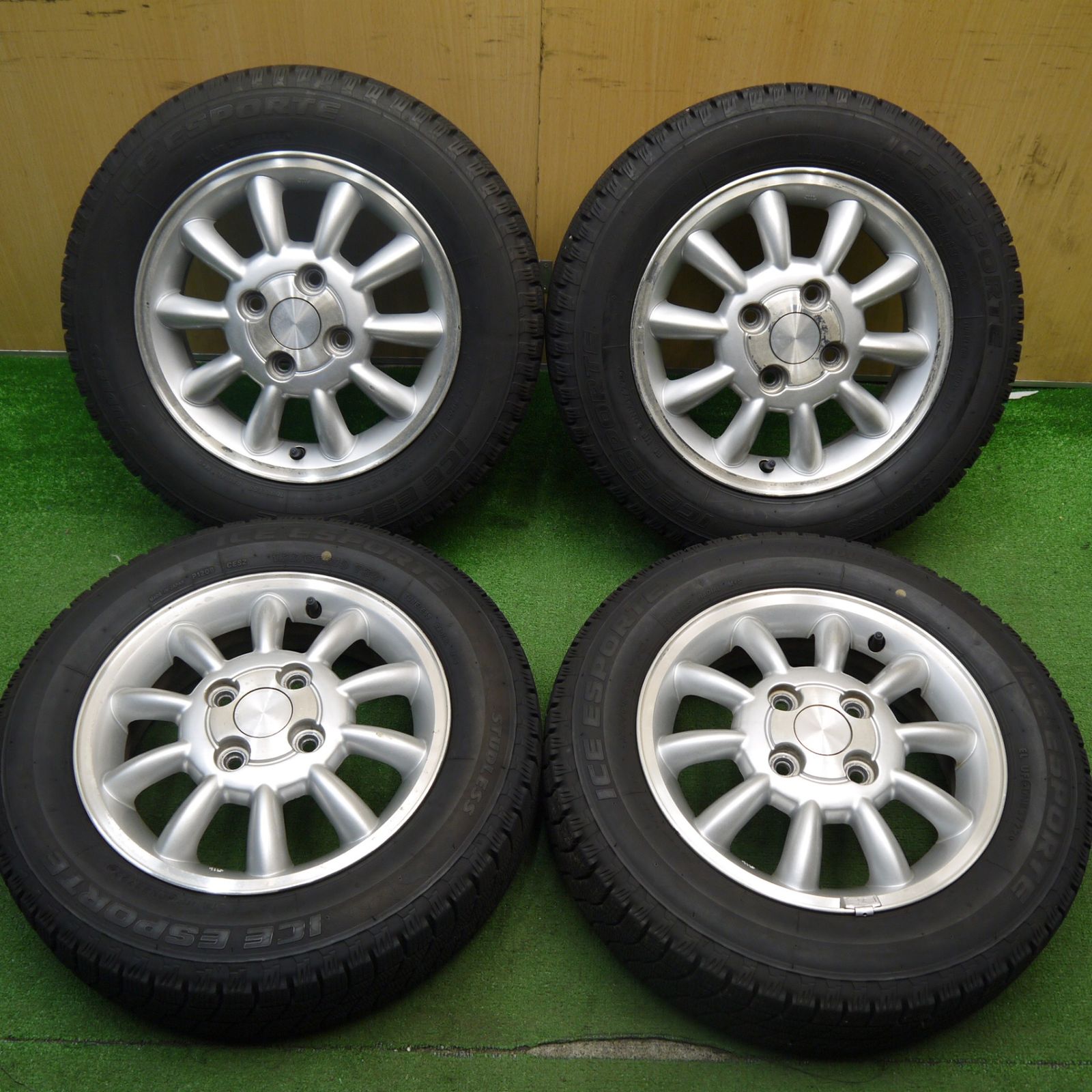 バリ溝 22年 9分 スズキ ラパン 純正 155|65R13 スタッドレス アイスエスポルテ 13インチ PCD100|4H 5032806Hス