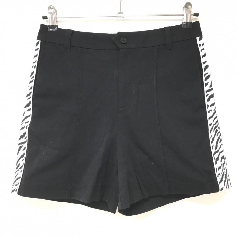 【超美品】ニューバランスゴルフ ショートパンツ 黒×白 サイドゼブラ柄 レディース 0(S) ゴルフウェア New Balance