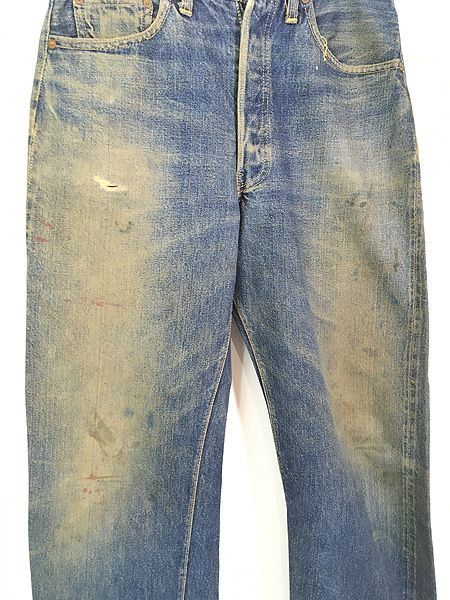 古着 50s Levi's 501XX 革 レザーパッチ 濃紺 インディゴ デニム