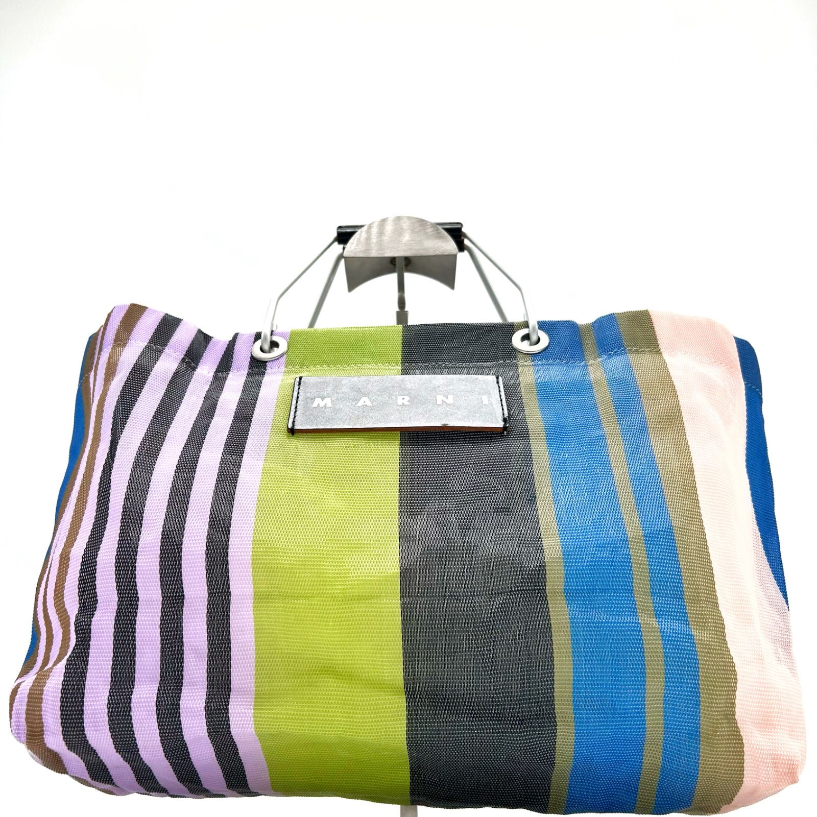 MARNI メッシュバッグ マルチカラー 美品 MARNI マルニ トートバッグ ストライプ マルチカラー