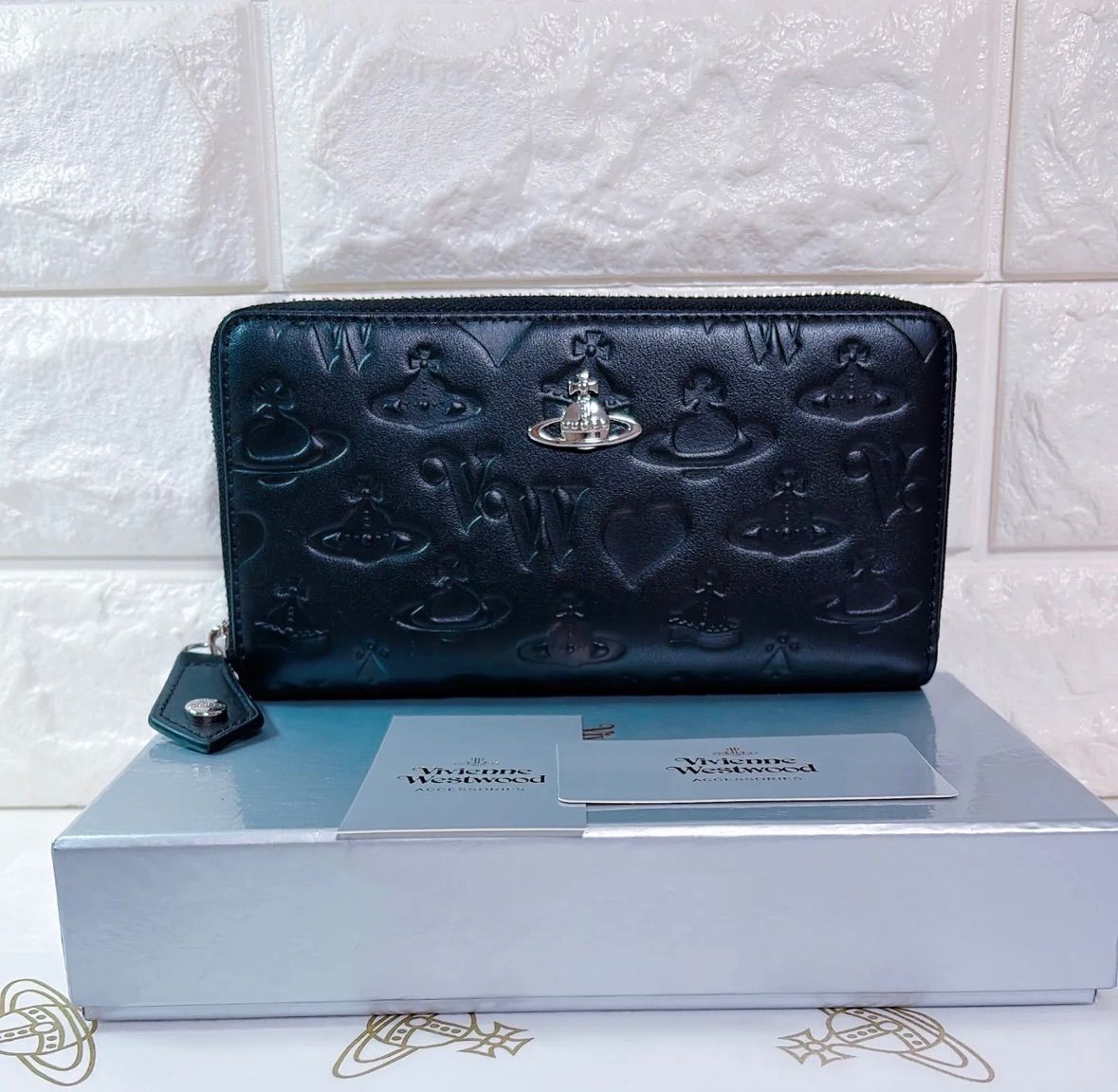 【ショッパー付】Vivienne Westwood 長財布 ブラック マット Vivienne Westwood レザー長財布 マットブラック【 専用箱/ショッパー