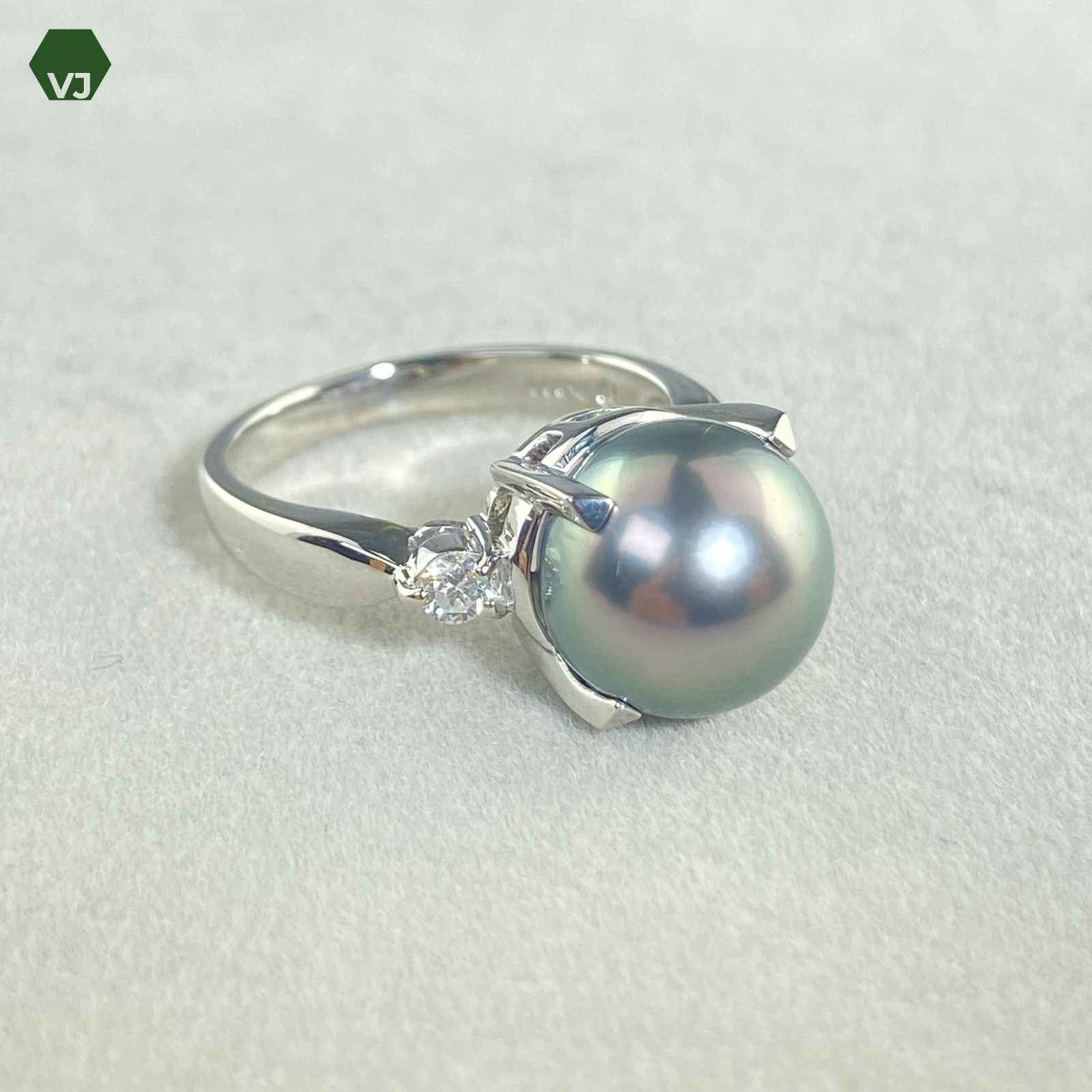 【24-42】【TASAKI】パール　ダイヤモンド　リング　D0.12ct【中古】【PT900 】【11号】★By vivid-J