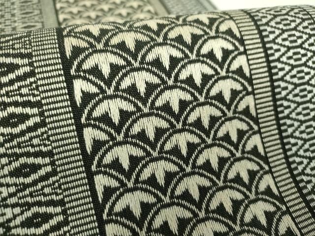 ふみ 平和屋着物□本場筑前博多織 八寸名古屋帯 舞花文 黒地 金糸 正絹