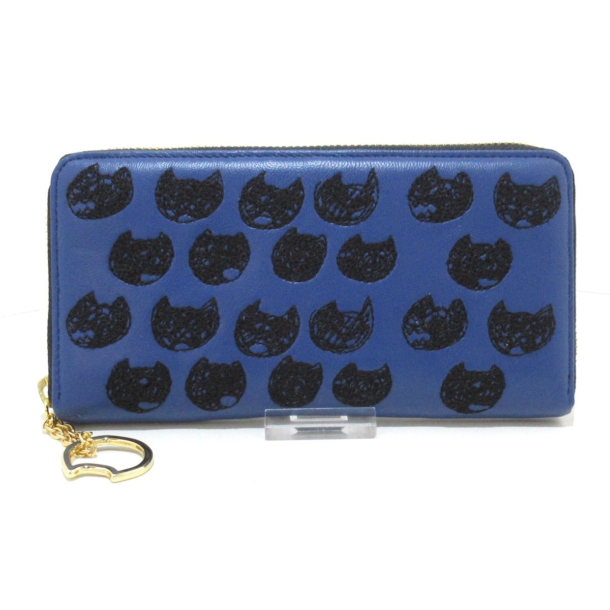 TSUMORI CHISATO(ツモリチサト) 長財布 ブルー ネコ/刺繍 レザー