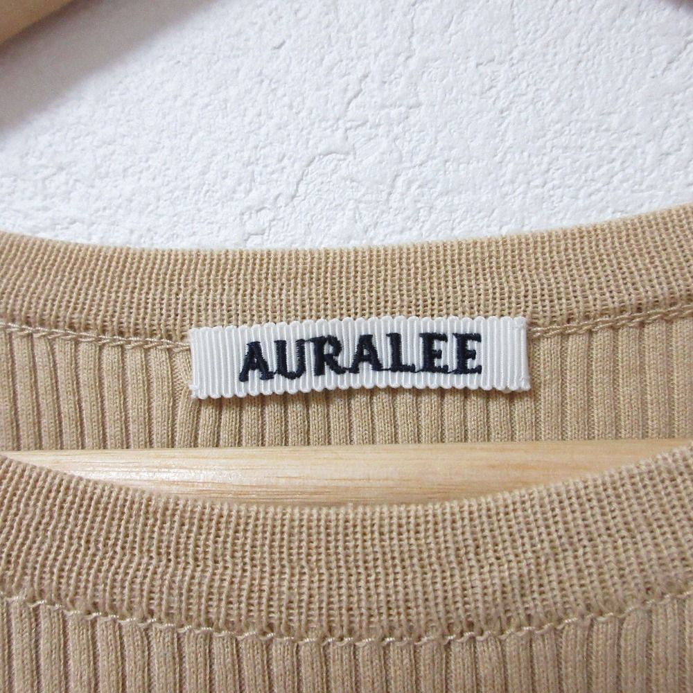 美品 21AW AURALEE オーラリー GIZA HIGH GAUGE RIB KNIT ロングスリーブ クルーネック リブニット サイズ1 ベージュ レディース 古着 中古 美品 21AW AURALEE オーラリー GIZA HIGH GAUGE RIB KNIT ロング