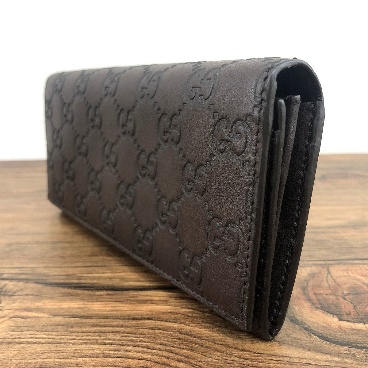 極美品 GUCCI 長財布 233154 こげ茶 グッチシマ 482 定番 bellaitalia