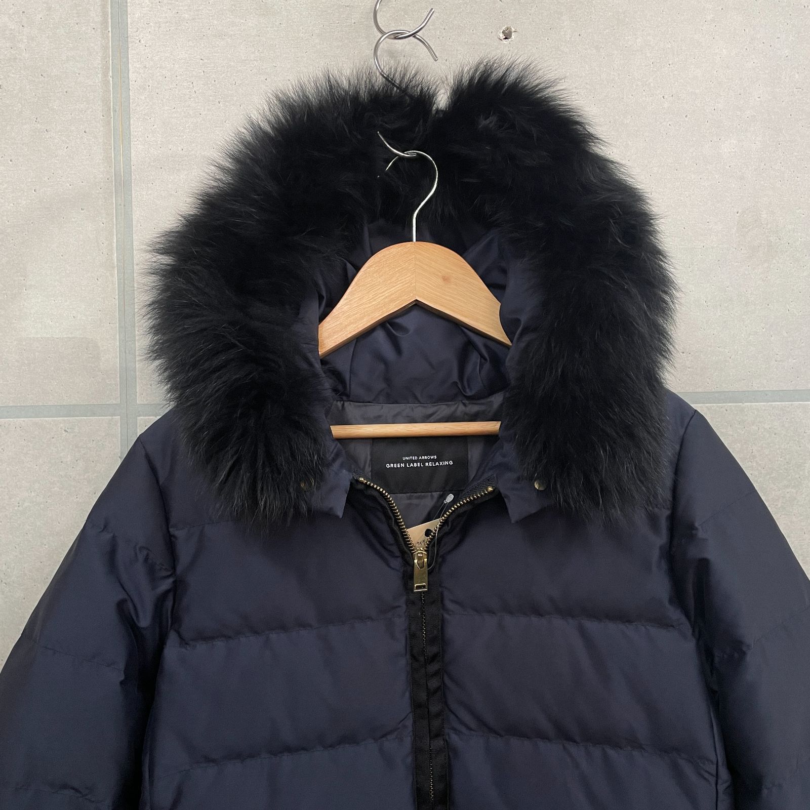 green label relaxing 　フォックスファー　ダウンコート　M グリーンレーベル フォックスファー ダウンコート アローズ サイズM